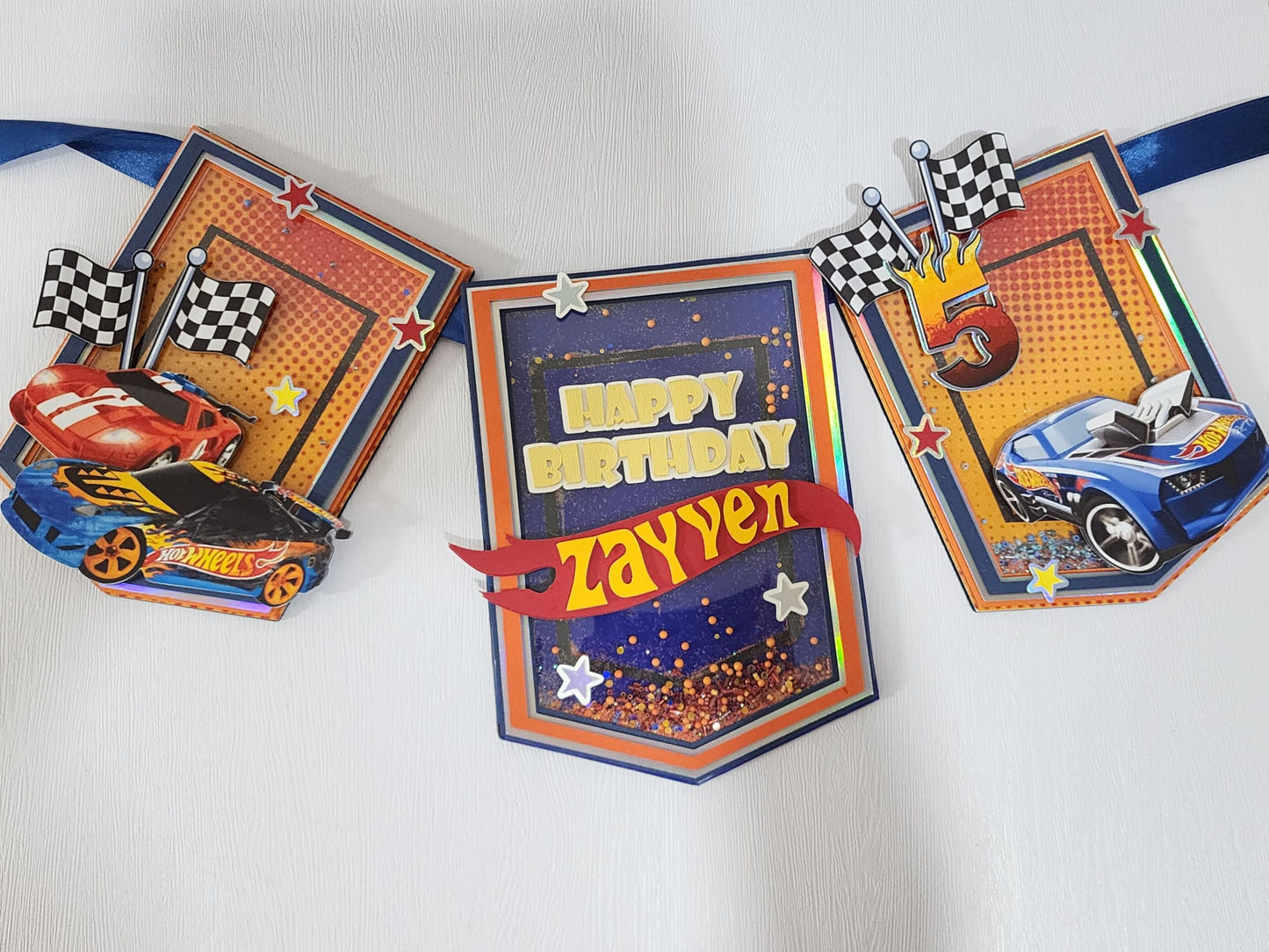 WHIMSICAL 3-flags banner - Hotwheels theme