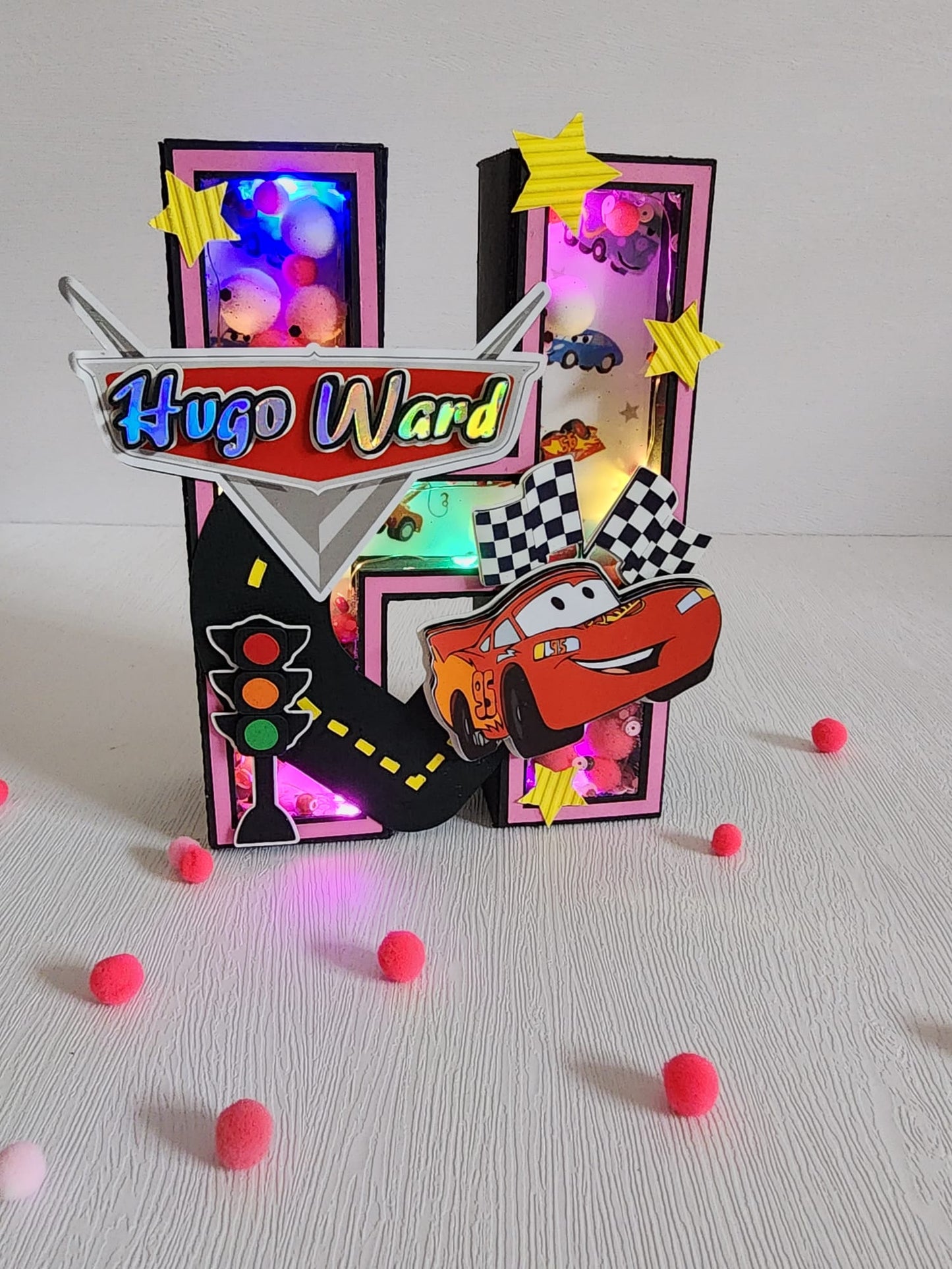 3D Letter or Number Block - Standard size - Lightning Mc Queen - Cars Theme