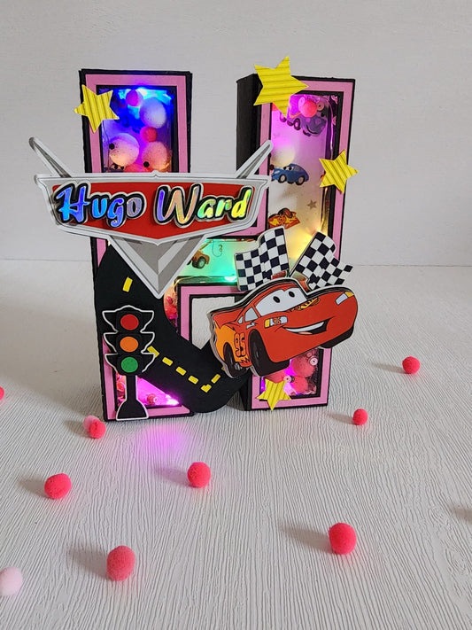 3D Letter or Number Block - Standard size - Lightning Mc Queen - Cars Theme