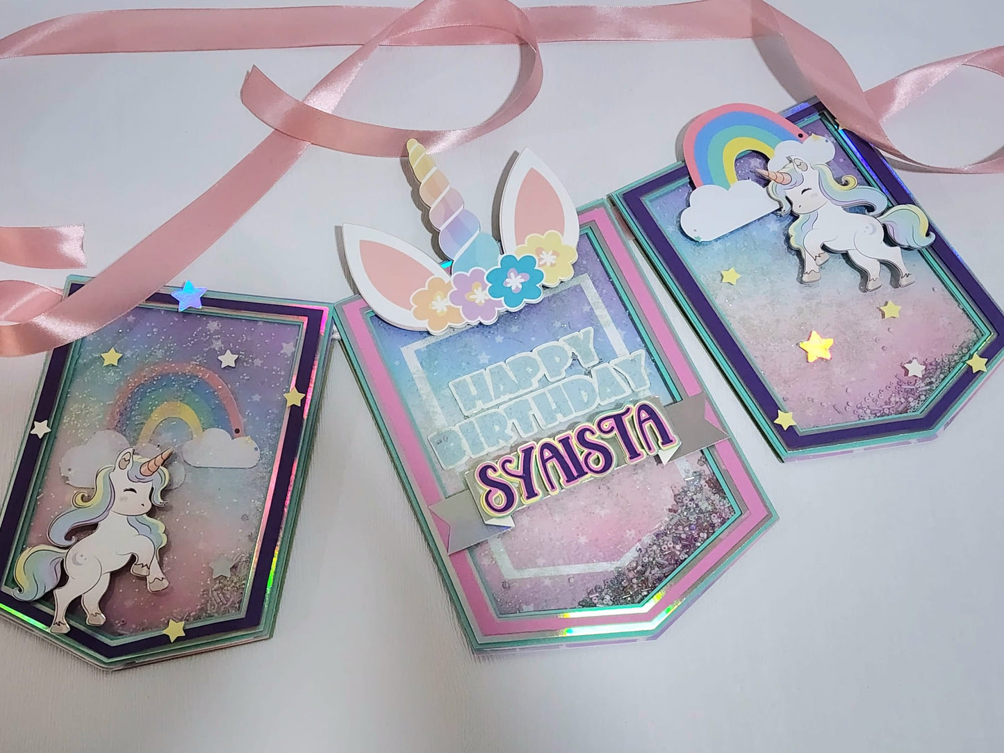 WHIMSICAL 3-flags banner - Unicorn Theme