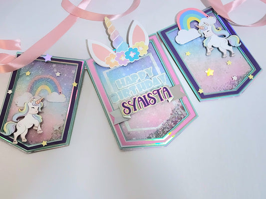 WHIMSICAL 3-flags banner - Unicorn Theme