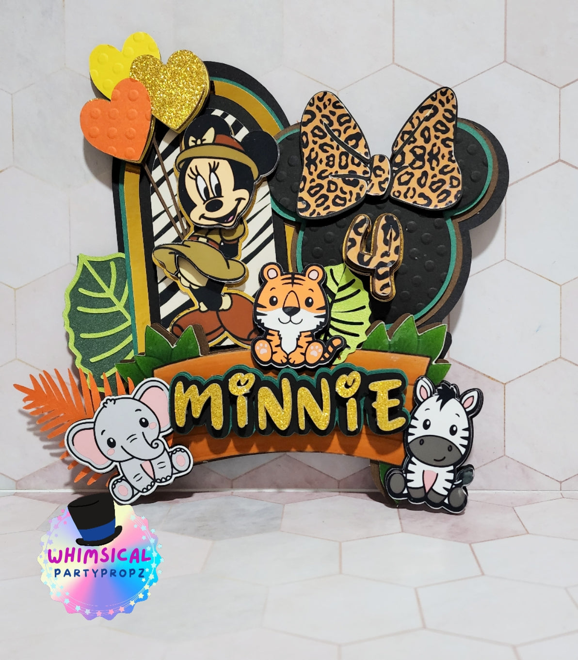 Customised cake topper - Minnie Safari Theme – Whimsical_PartyPropz