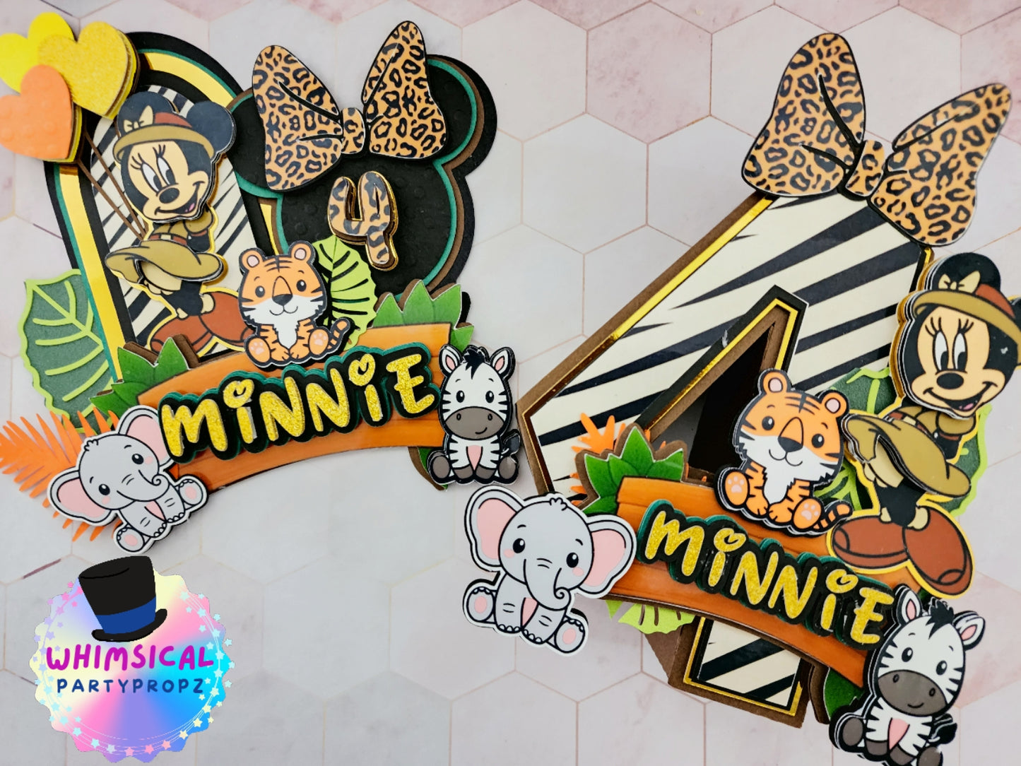 3D Letter or Number block - Minnie Safari