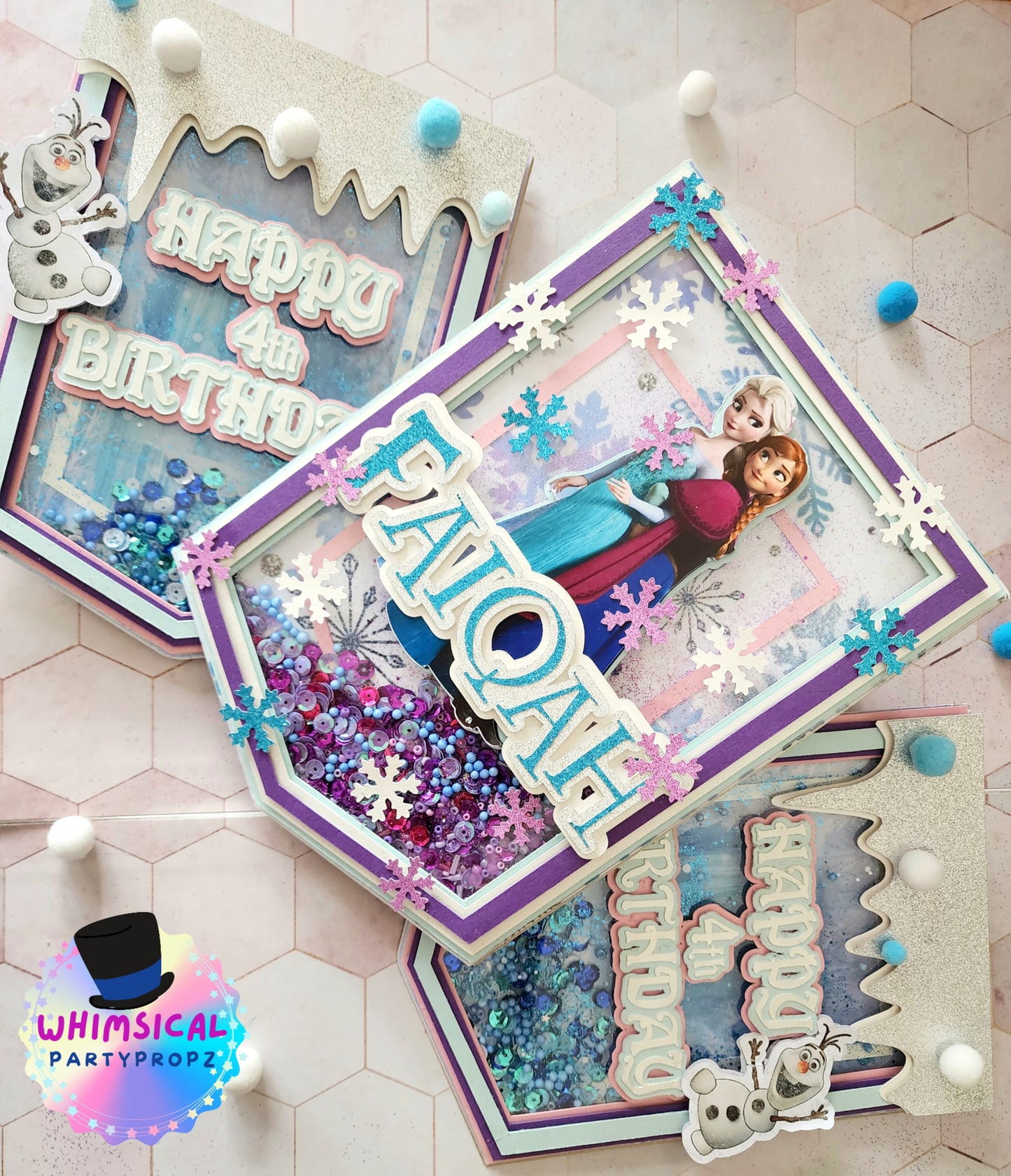 Princess Anna and Princess Elsa, Frozen - WHIMSICAL 3-flags banner