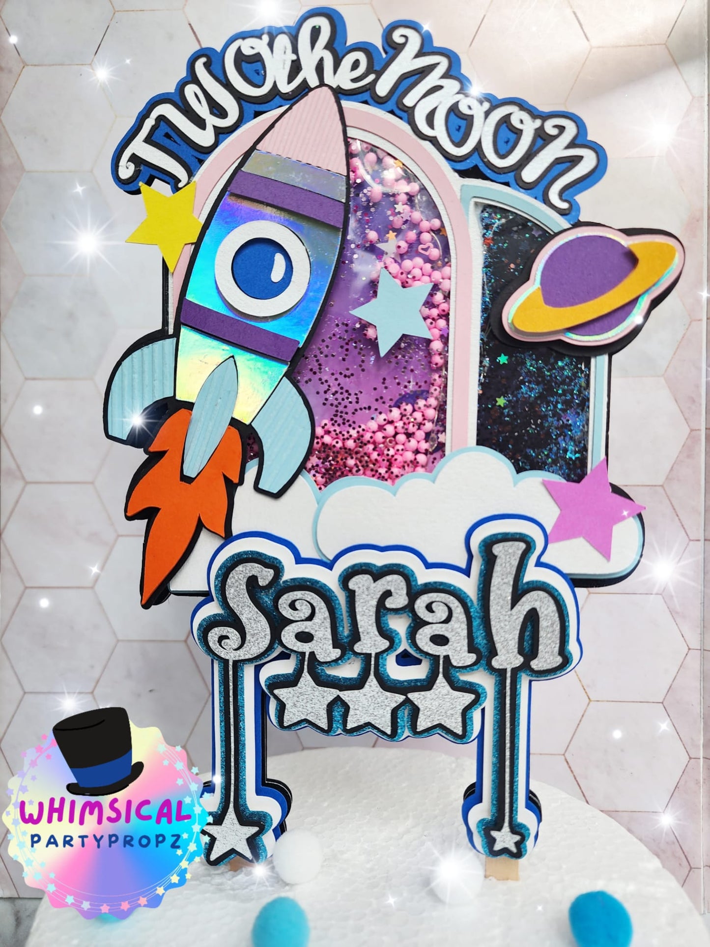 Cake Topper - Spaceship To the Moon theme