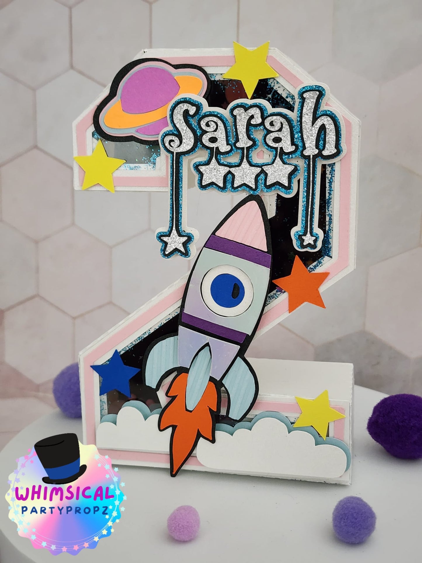 3D Letter or Number Block - Standard size - Spaceship, to the moon theme