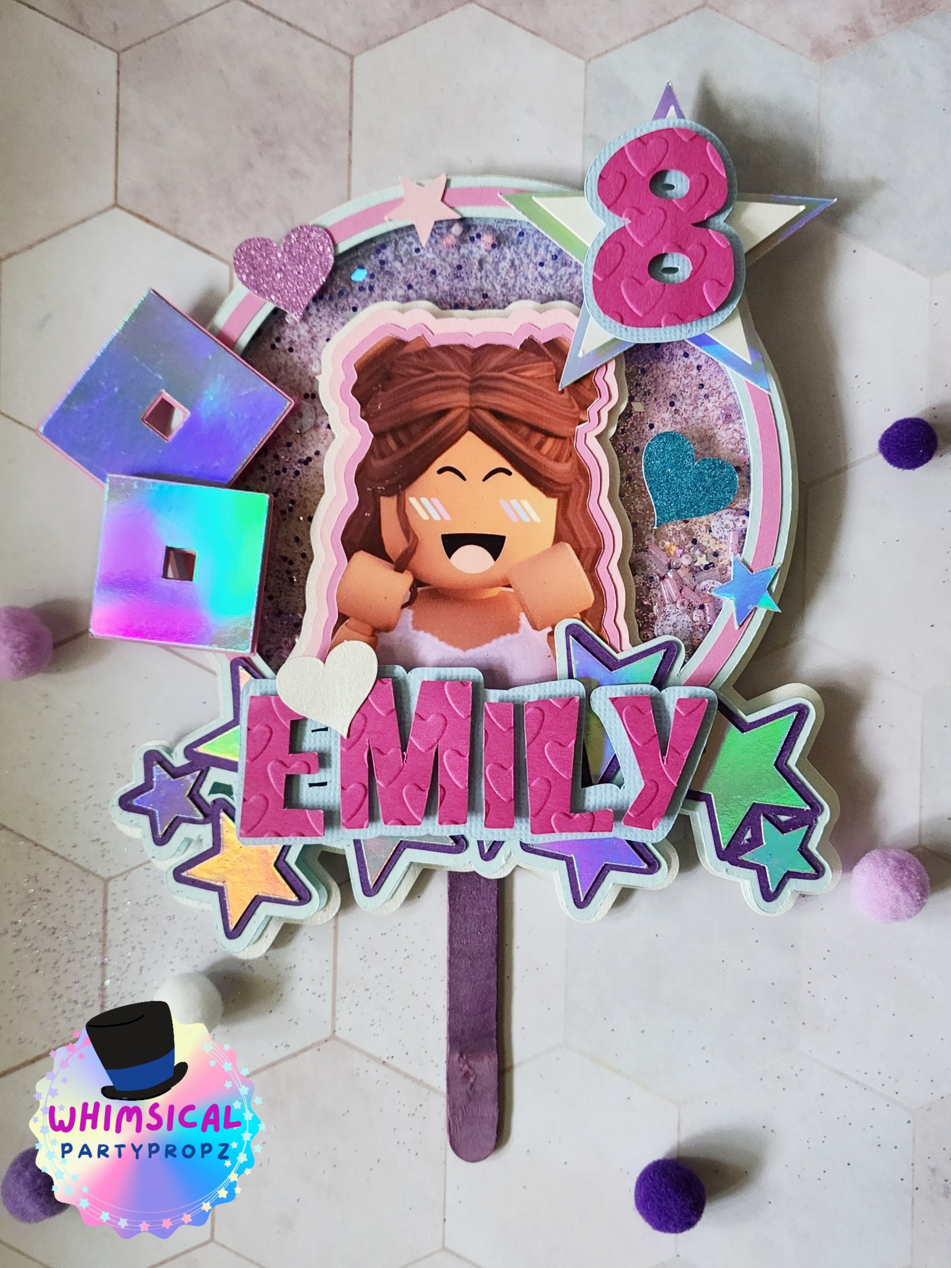 Party Decoration - Cake Topper - Roblox Theme - Roblox Girl – Whimsical ...